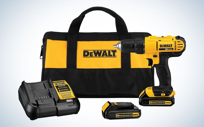 A DeWalt drill/driver combo on a plain background
